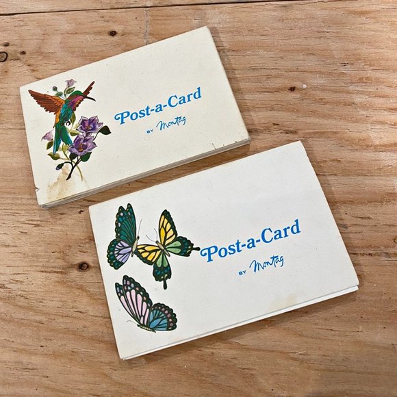 Vintage 1970s 2 Post-a-Card Booklets By Montag Birds Butterflies - Picture 1 of 9